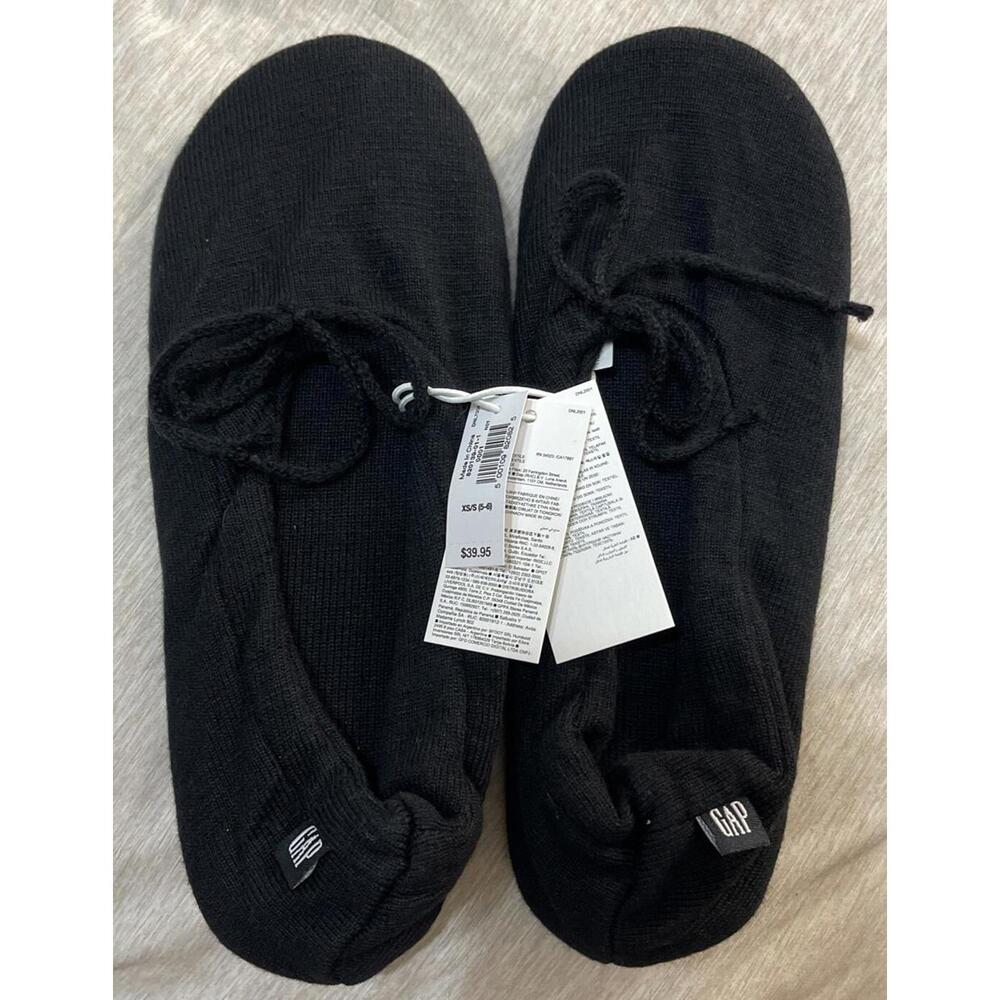Gap Womens 5/6 XS-Sm Black Drawstring Adjustable Slipper House Shoes NWT! A6497